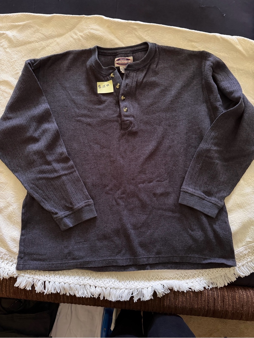Sonoma Men's Long-Sleeve Henley in Charcoal Gray